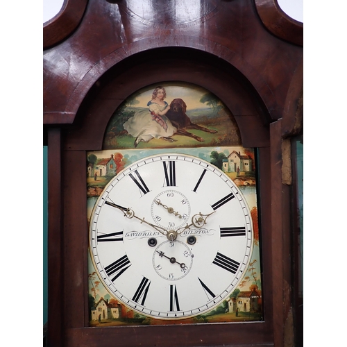 799 - A 19th Century Longcase Clock with painted arched dial by David Riley, Bilston displaying two subsid... 