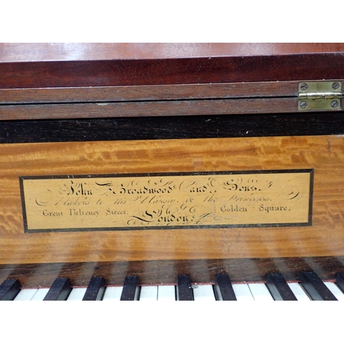 807 - A 19th Century mahogany Square Piano by John Broadwood & Sons mounted on fluted supports and casters... 