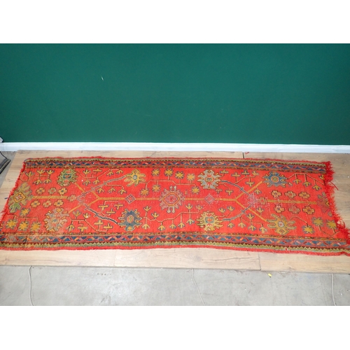 81 - A bordered Persian Runner, 10ft L, A/F