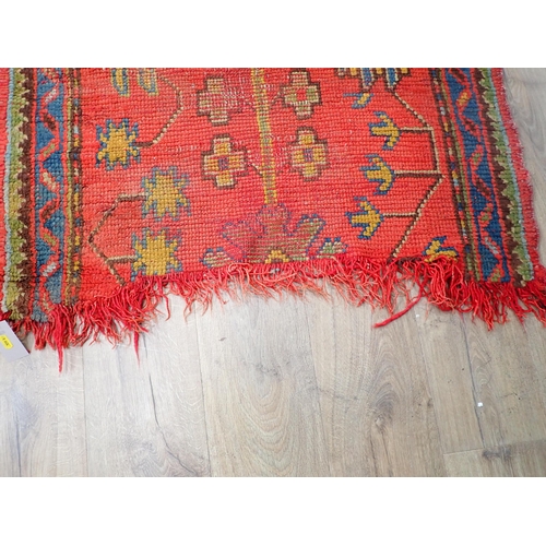 81 - A bordered Persian Runner, 10ft L, A/F