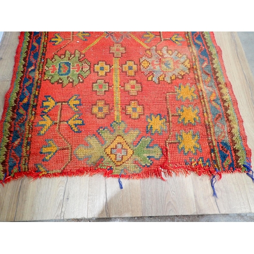 81 - A bordered Persian Runner, 10ft L, A/F