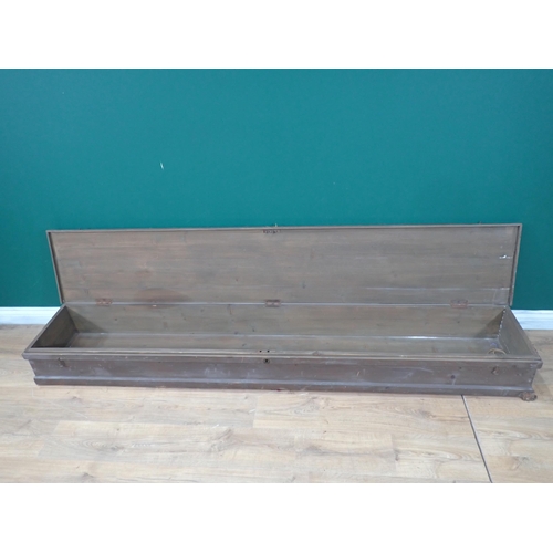 811 - A stained pine Rod Box 7ft 3in L x 9in H