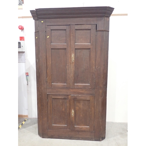 819 - An antique oak standing Corner Cupboard fitted two pairs of panelled doors 7ft 1in H x 4ft 6in W