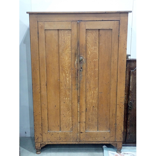 820 - A Victorian stained and grained pine two door Cupboard fitted shelves 5ft 3in H x 3ft 6in W