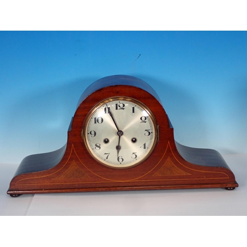 821 - An Edwardian mahogany and inlaid Mantel Clock