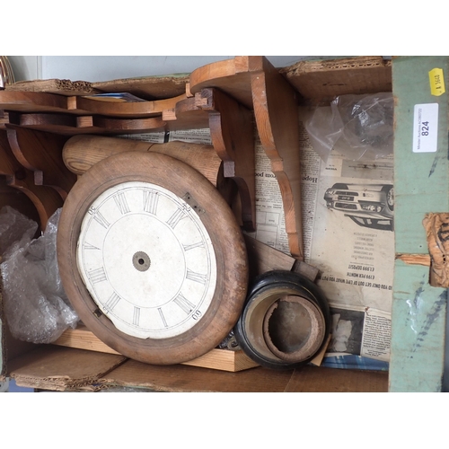 824 - Four boxes of antique Clock Parts