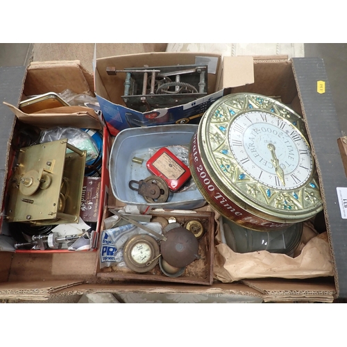 831 - A walnut Mantel Clock and box of clock parts