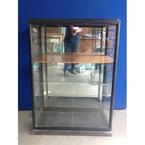 835 - An antique ebonised and glazed Shop Display Cabinet fitted single door 4ft 3in H x 3ft W