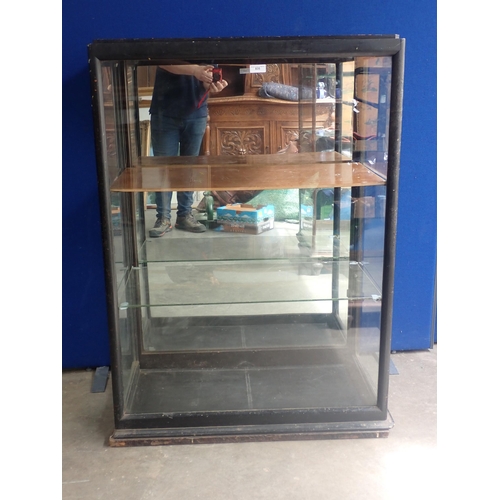 835 - An antique ebonised and glazed Shop Display Cabinet fitted single door 4ft 3in H x 3ft W