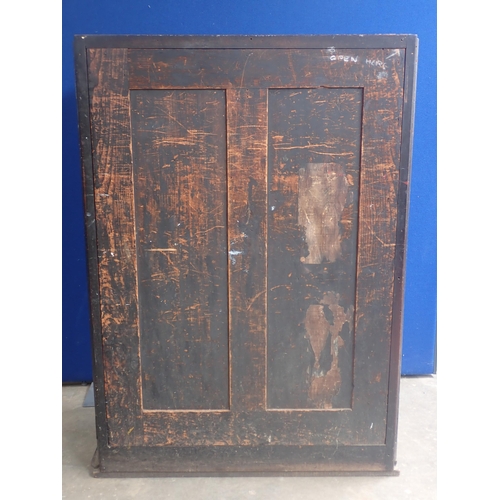 835 - An antique ebonised and glazed Shop Display Cabinet fitted single door 4ft 3in H x 3ft W