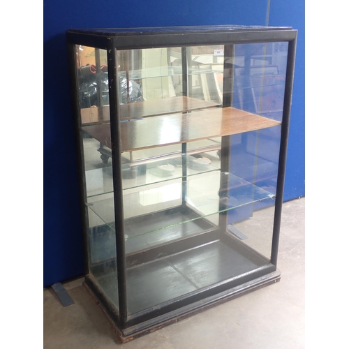 835 - An antique ebonised and glazed Shop Display Cabinet fitted single door 4ft 3in H x 3ft W