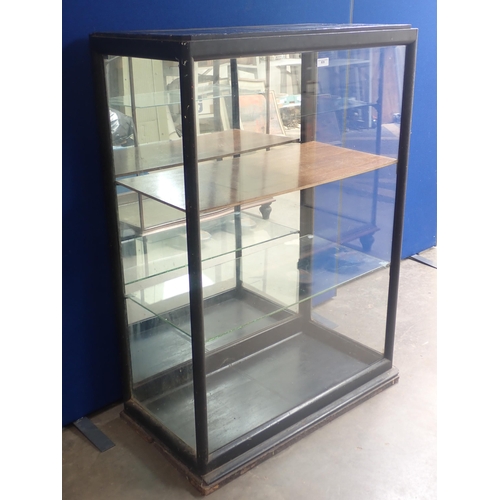 835 - An antique ebonised and glazed Shop Display Cabinet fitted single door 4ft 3in H x 3ft W