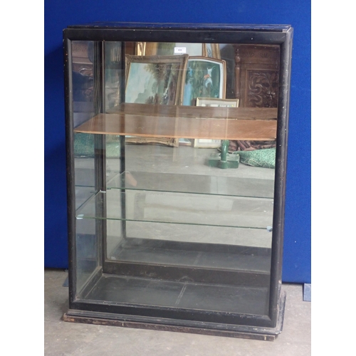 835 - An antique ebonised and glazed Shop Display Cabinet fitted single door 4ft 3in H x 3ft W