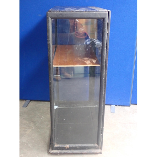 835 - An antique ebonised and glazed Shop Display Cabinet fitted single door 4ft 3in H x 3ft W