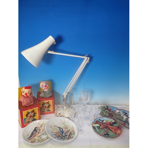 837 - Two Mettoy Jack-in-the-box Toys, an Herbert Terry Anglepoise Lamp (failed PAT) and a quantity of Gla... 