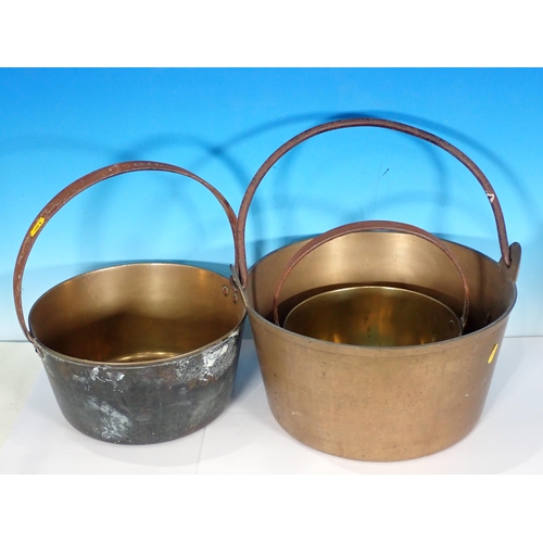 838 - Three brass Jam Pans