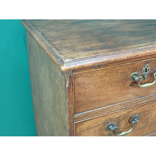 88 - A George III mahogany Chest of two short and three long drawers mounted on ogee bracket feet 3ft 4in... 