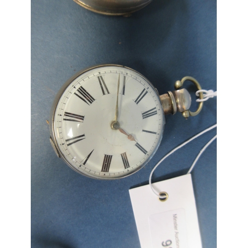 98 - A George IV silver pair cased Pocket Watch by William Wain, Alfreton, white enamel dial, fusee movem... 