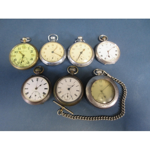 99 - Seven various Pocket Watches including Jaegar LeCoultre Military issue, A/F, two by Ingersoll, one b... 