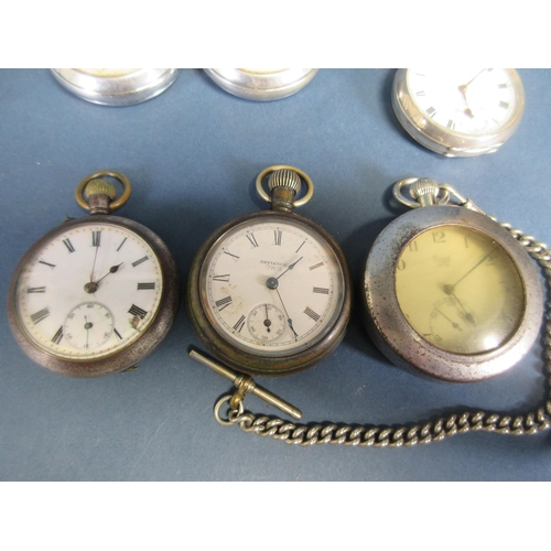 99 - Seven various Pocket Watches including Jaegar LeCoultre Military issue, A/F, two by Ingersoll, one b... 