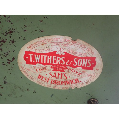 832 - A T. Withers & Son cast iron Safe with key 2ft 4in H x 1ft 8in W