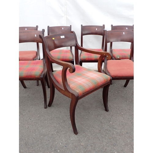 384 - A set of seven 19th Century mahogany bar-back Dining Chairs