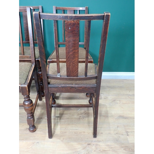 747 - A set of four oak Dining Chairs with baluster turned supports and an octagonal Table