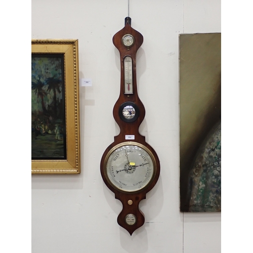 822 - A 19th Century rosewood cased banjo Barometer by Mapson, Tetbury