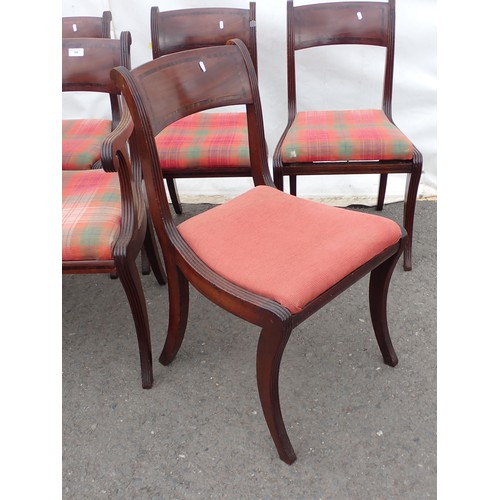 384 - A set of seven 19th Century mahogany bar-back Dining Chairs