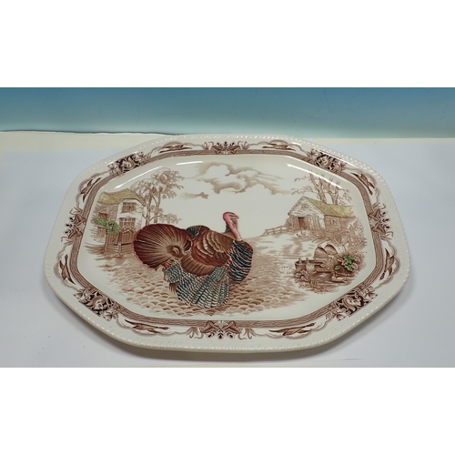 378 - Two Johnson Bros. Turkey Dishes and six Johnson Bros. Plates decorated Turkeys