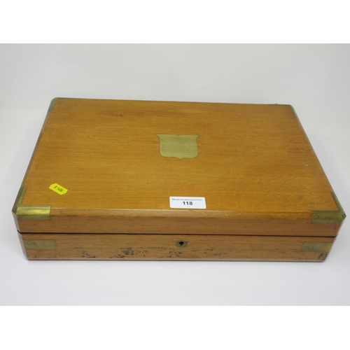 118 - An oak Case containing tray of Knives and Carvers, and a case of six Dessert Knives and Forks