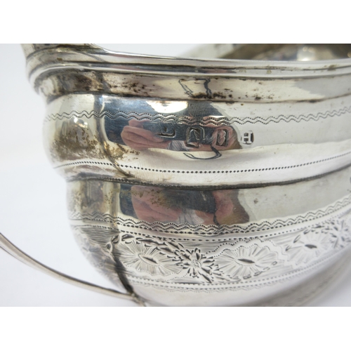 131 - A Victorian Irish silver oval Teapot with floral and leafage engraved frieze, beaded rim and scroll ... 