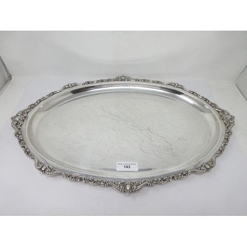 143 - A plated oval Tray and two Salvers