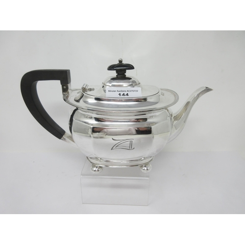 144 - An Edward VIII silver four-piece Tea Service, initial Z, raised on ball feet, Sheffield 1936, 1,957g... 