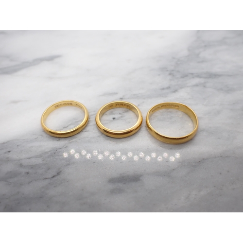 165 - Three 22ct gold Wedding Bands, approx 14.50gms