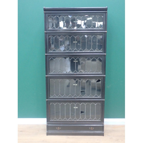 17 - A Globe Wernicke oak and lead glazed five tier Bookcase A/F 6ft 2in H x 2ft 10in W