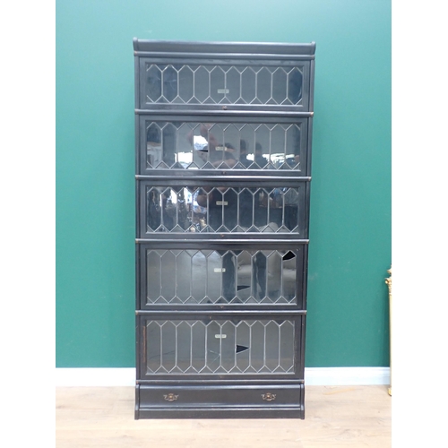 17 - A Globe Wernicke oak and lead glazed five tier Bookcase A/F 6ft 2in H x 2ft 10in W