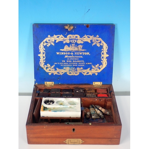 217 - A Winsor and Newton wooden Artists Paint Box