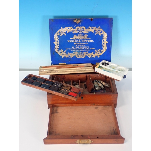 217 - A Winsor and Newton wooden Artists Paint Box