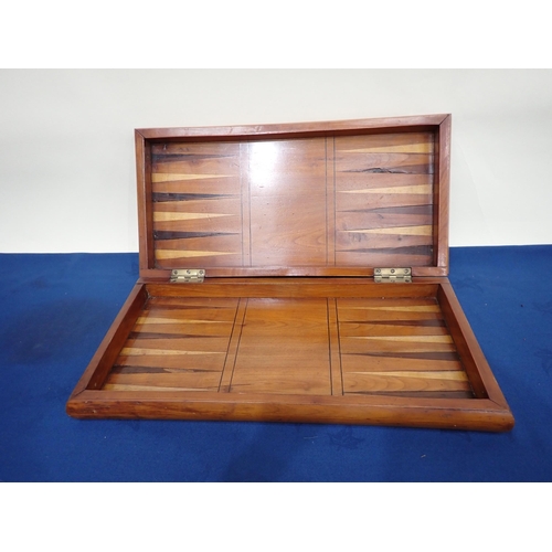 229 - An inlaid folding wooden Chess/Backgammon Board