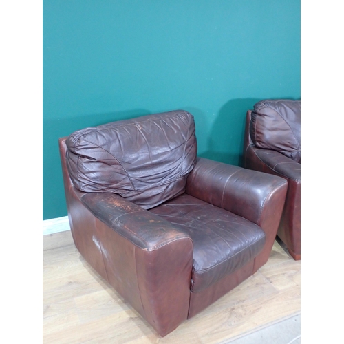 248 - A brown leather effect two seater Sofa and an Armchair