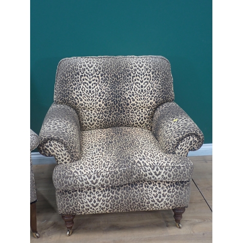 253 - Two Armchairs with leopard print upholstery