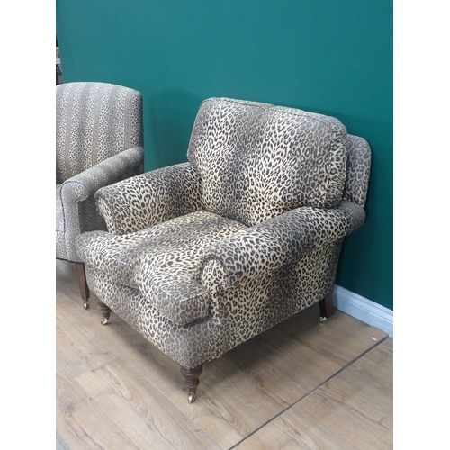 253 - Two Armchairs with leopard print upholstery