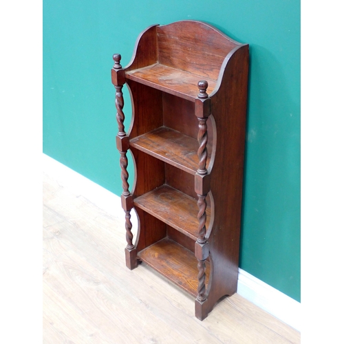 278 - An oak open Bookcase with twisted columns 3ft 3in H x 1ft 4in W