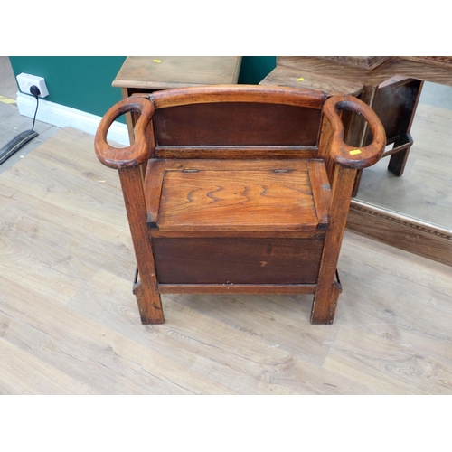 298 - An oak Hallstand with hinged box seat, 2ft 4in W, an oak framed Mirror formerly sideboard back, a Po... 