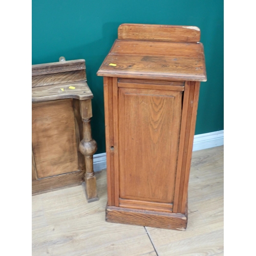 298 - An oak Hallstand with hinged box seat, 2ft 4in W, an oak framed Mirror formerly sideboard back, a Po... 