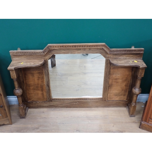 298 - An oak Hallstand with hinged box seat, 2ft 4in W, an oak framed Mirror formerly sideboard back, a Po... 