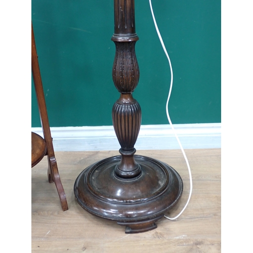 303 - An Edwardian crossbanded Pot Cupboard with squared tapering supports, a nest of three yew wood Table... 