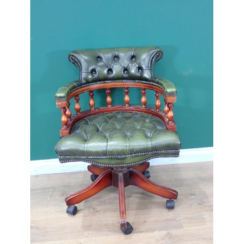 305 - A modern green button upholstered swivel Office Chair