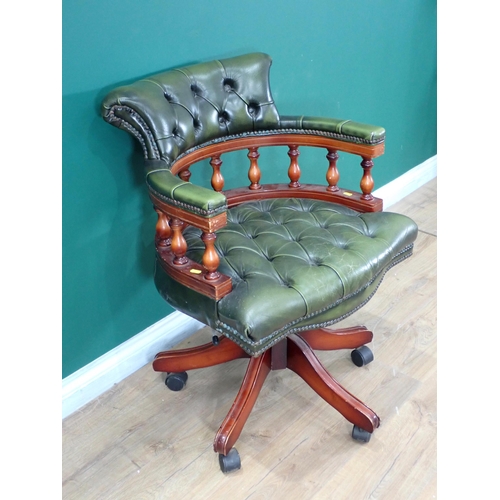 305 - A modern green button upholstered swivel Office Chair